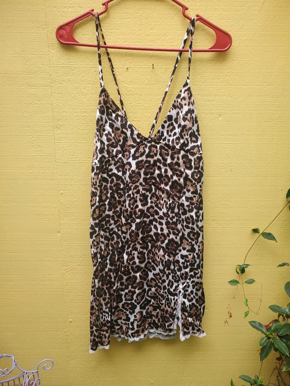 Leopard Print Satin Nightgown - Brown